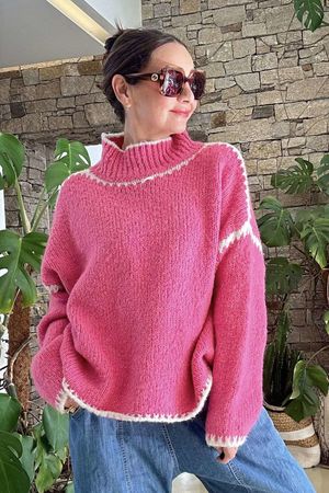 Made in Italy Big Softie Whipstitch Knit Jumper Bubblegum
